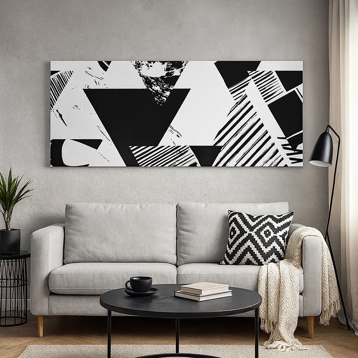 Schilderen op canvas - Regen van driehoeken - 30x30 cm