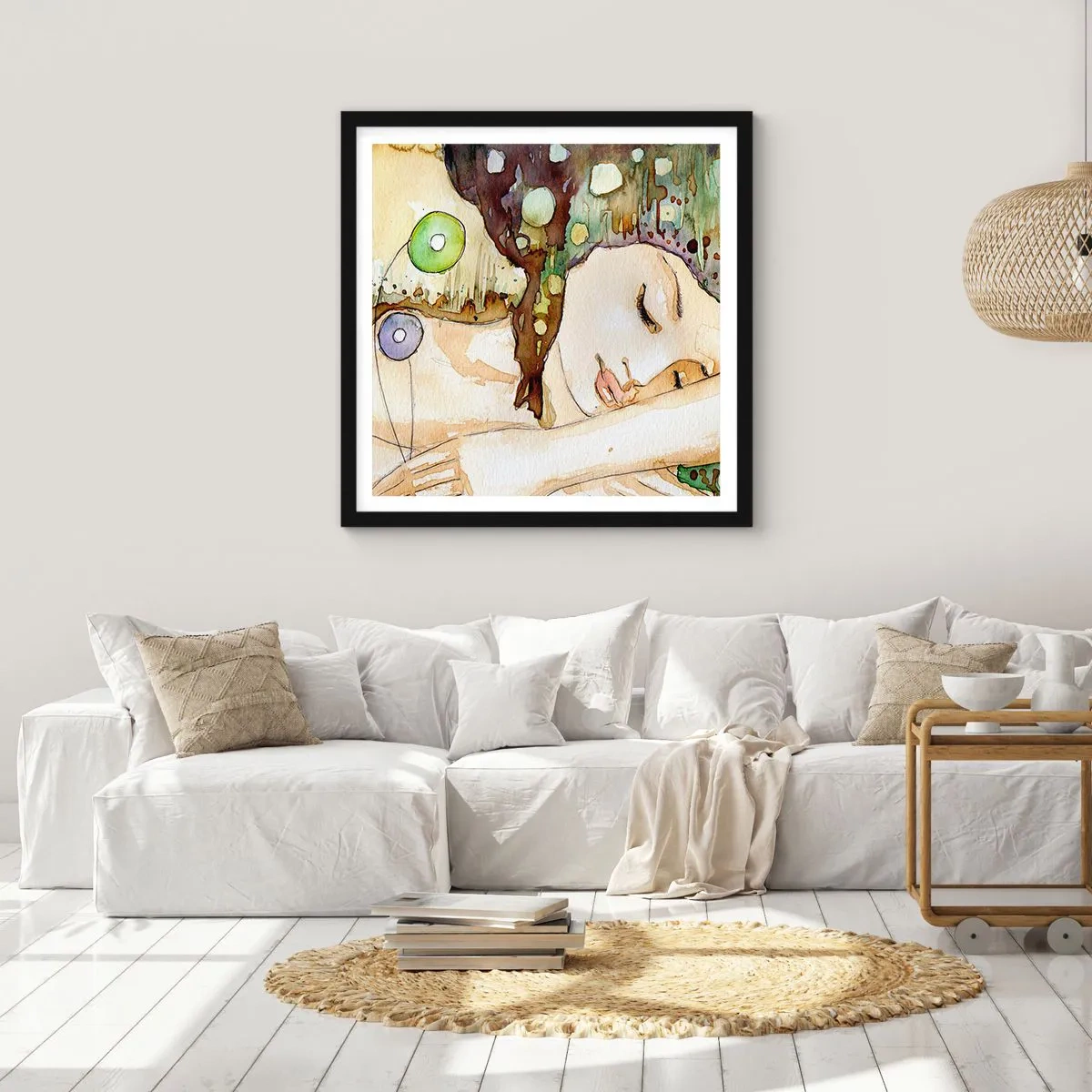 Poster in een zwarte lijst - Een smaragd-violette droom - 60x60 cm