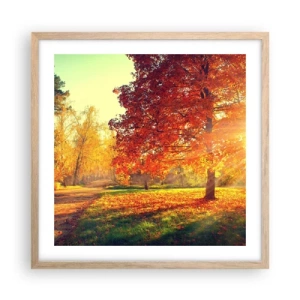 Een poster in een licht eiken lijst - Rood is mooi - 50x50 cm