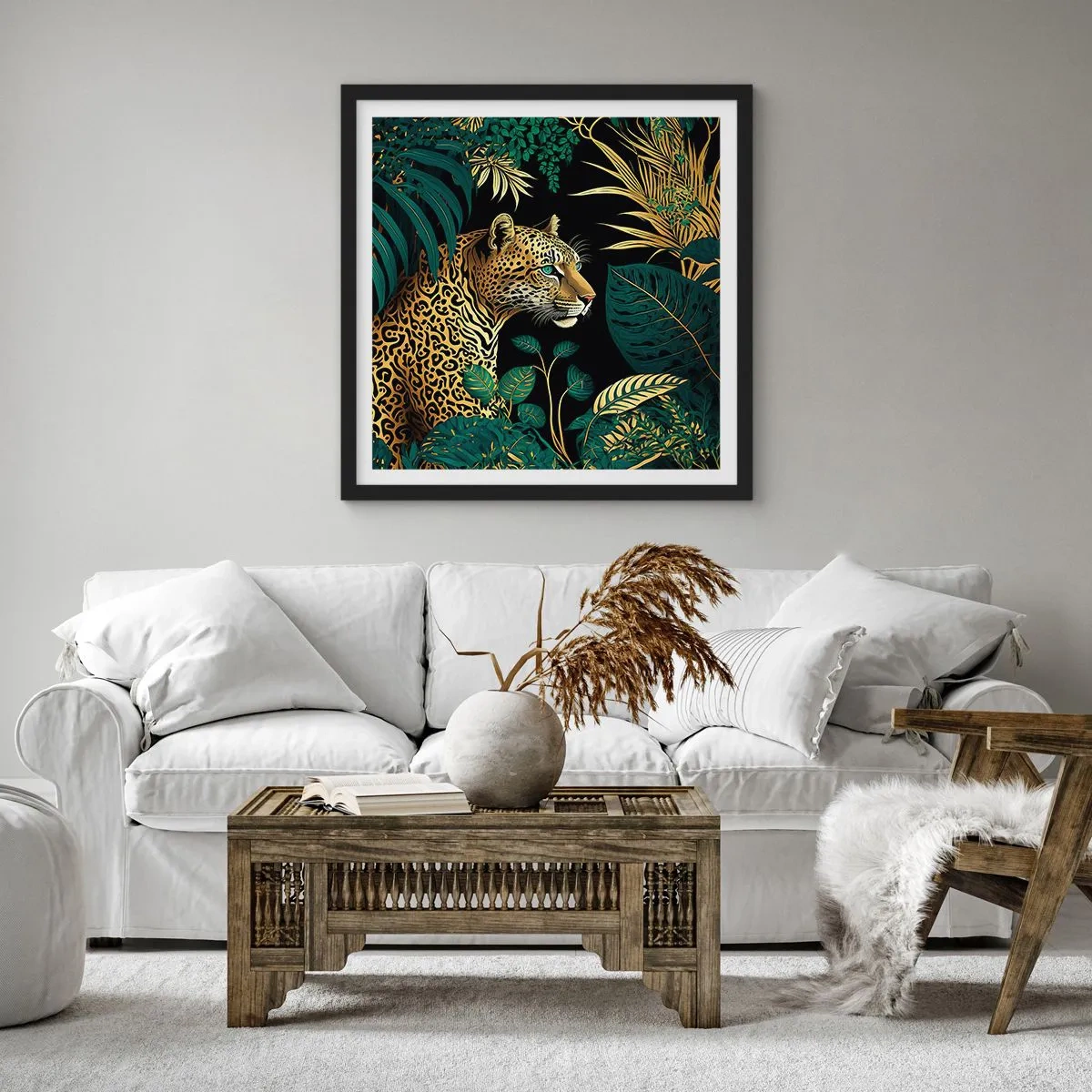 Poster in een zwarte lijst - Een gastheer in de jungle - 30x30 cm
