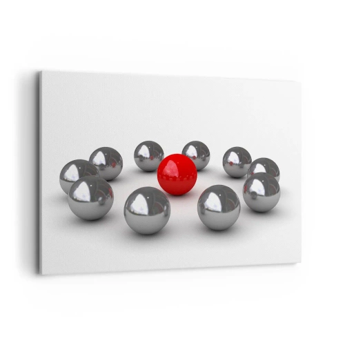 Schilderen op canvas - Een cirkel in zilver en rood - 120x80 cm