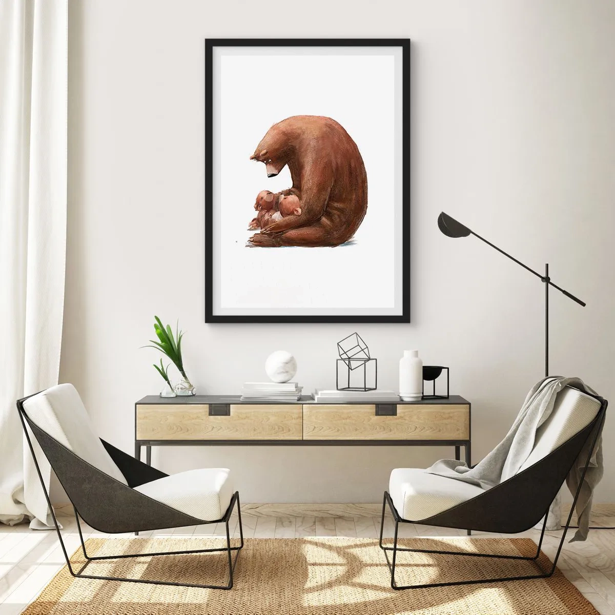 Poster in een zwarte lijst - Zoete dromen, kinderen - 70x100 cm