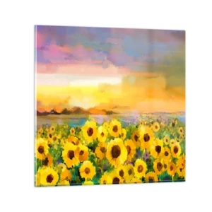 Schilderen op glas - De zon zelf daalde naar de aarde - 30x30 cm