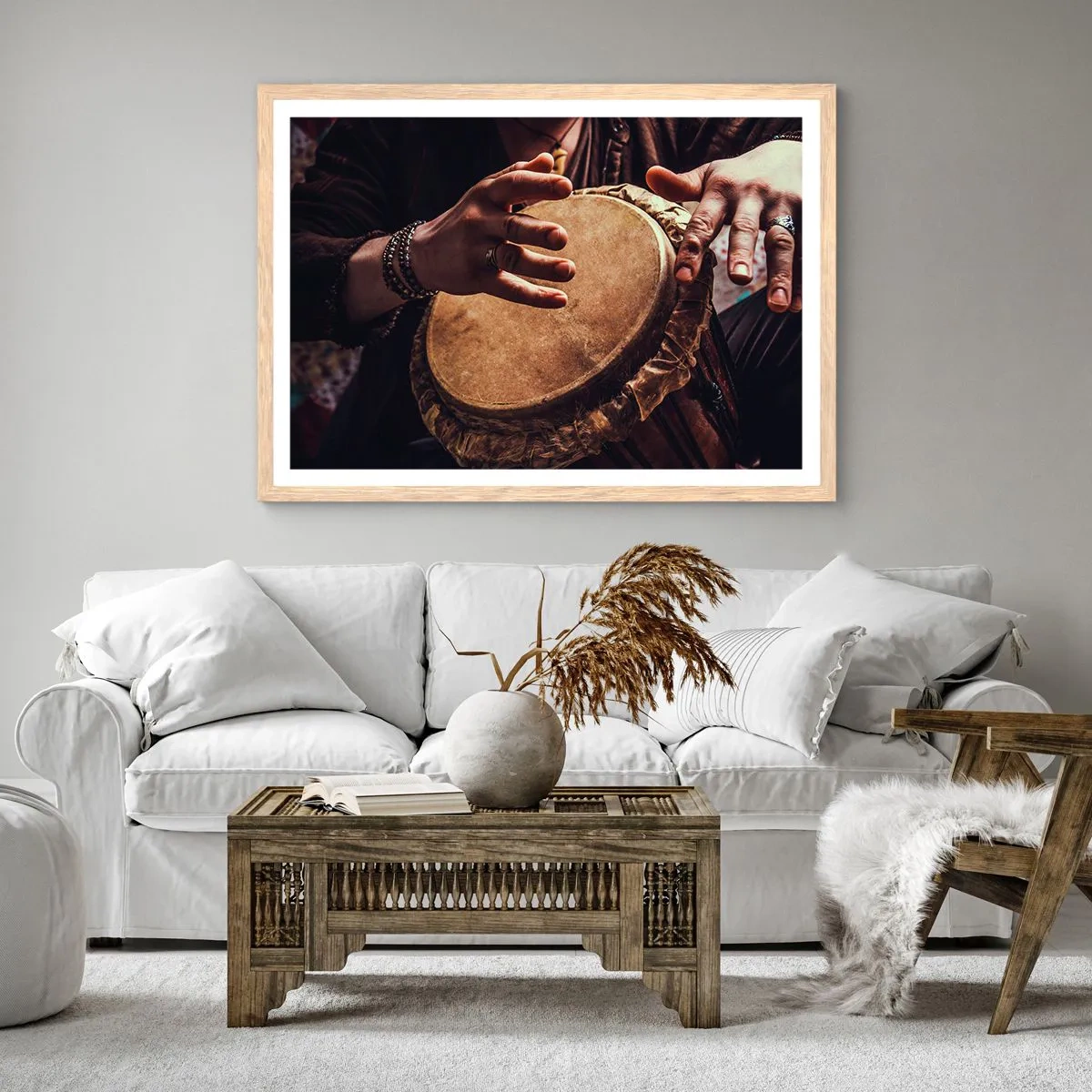 Een poster in een licht eiken lijst - Op het ritme van het hart - 100x70 cm