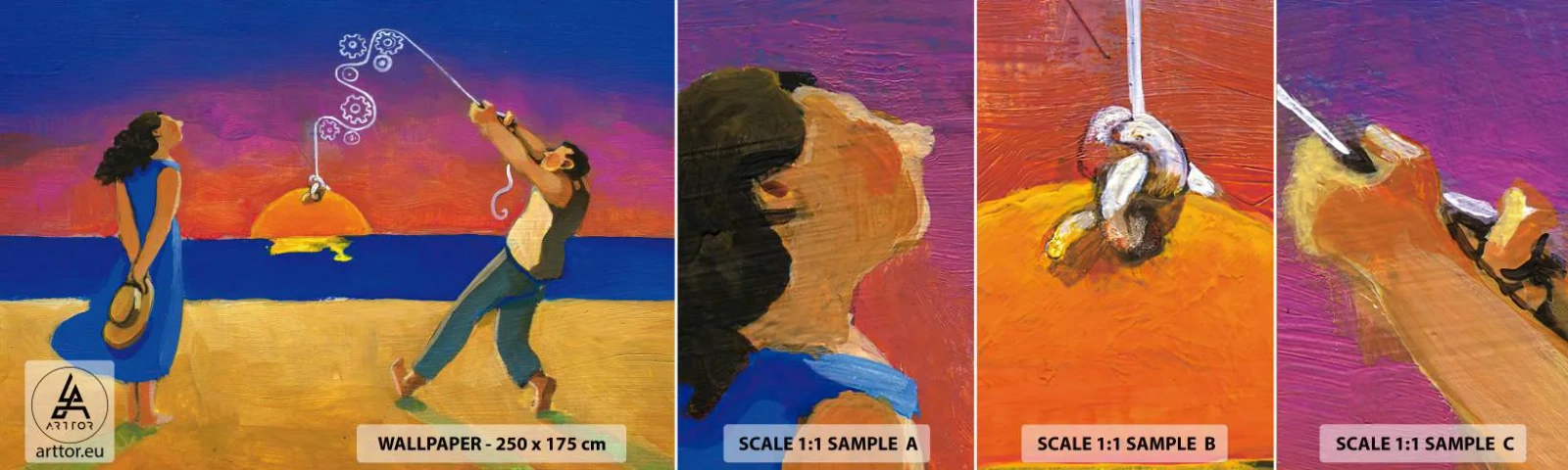 Fotobehang Monster Zelfklevend Deluxe Sticker - Meer dan een sterretje uit de lucht - Abstractie, Vrouw en man, Schilderen - 100x30 cm