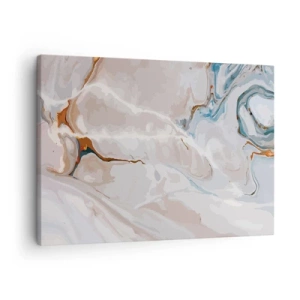 Schilderen op canvas - Abstract patroon in tinten wit en blauw - 70x50cm - Blauw kronkelt onder het wit - Moderne wanddecoratie voor woonkamer en slaapkamer ARTTOR