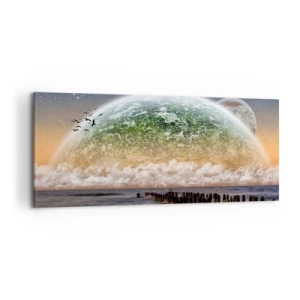 Schilderen op canvas - En de wereld kwam uit het water - 100x40 cm