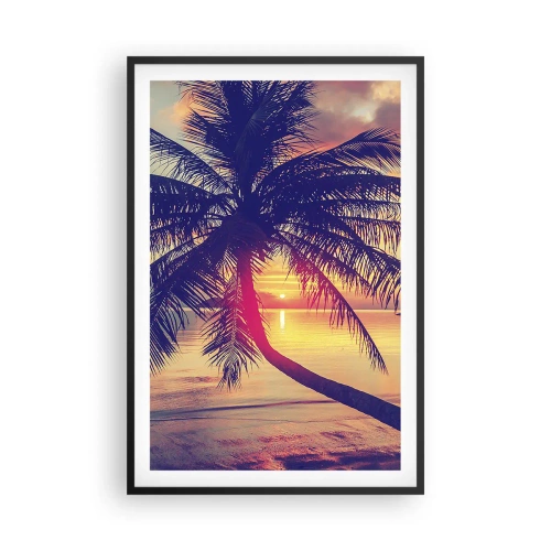 Poster in een zwarte lijst - Avond onder de palmbomen - 61x91 cm