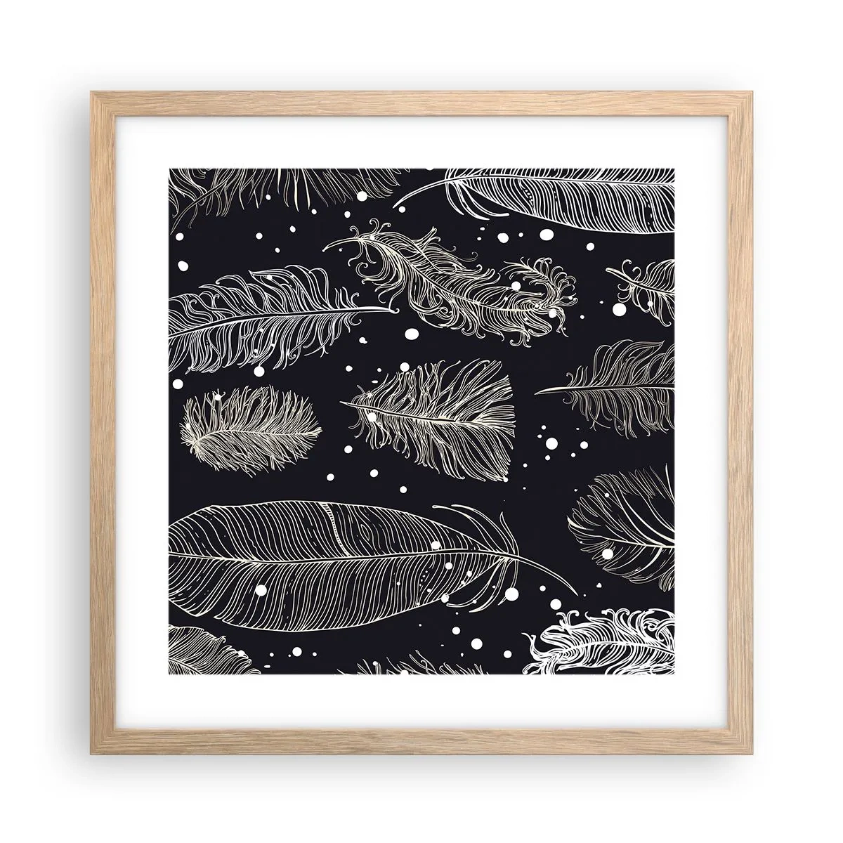 Een poster in een licht eiken lijst - Gevederde kant - 40x40 cm