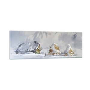 Schilderen op glas - In een besneeuwde vallei - 90x30 cm