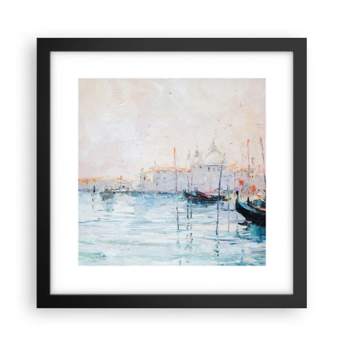 Poster in een zwarte lijst - Achter het water, achter de mist - 30x30 cm