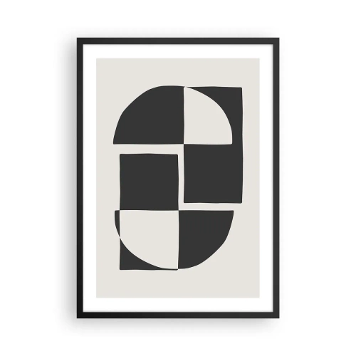 Poster in een zwarte lijst - Geometrische compositie in zwart-wit - 50x70cm - Antithese - synthese - Moderne wanddecoratie voor woonkamer en slaapkamer ARTTOR