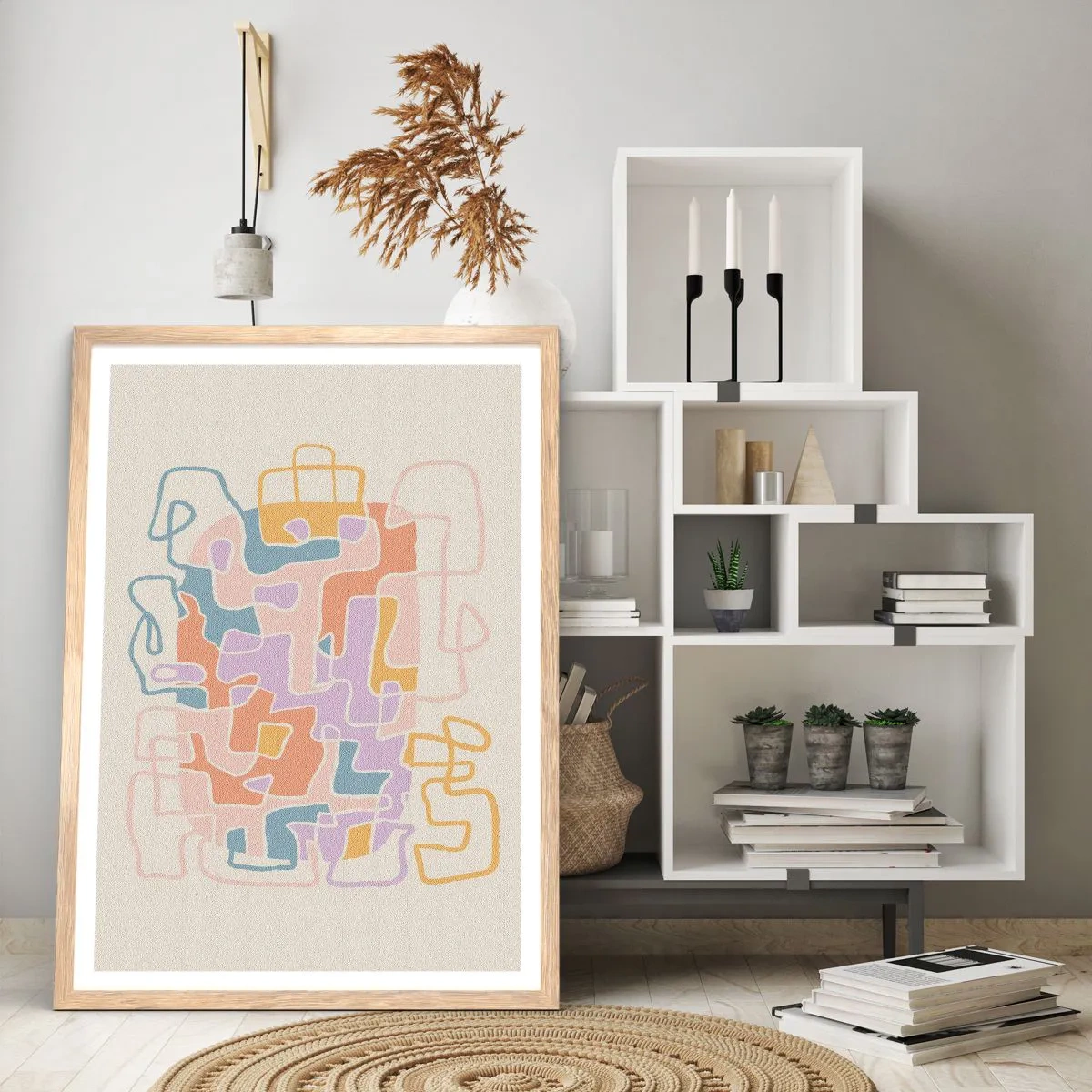 Een poster in een licht eiken lijst - Labyrint – een vreugdevol avontuur - 30x40 cm