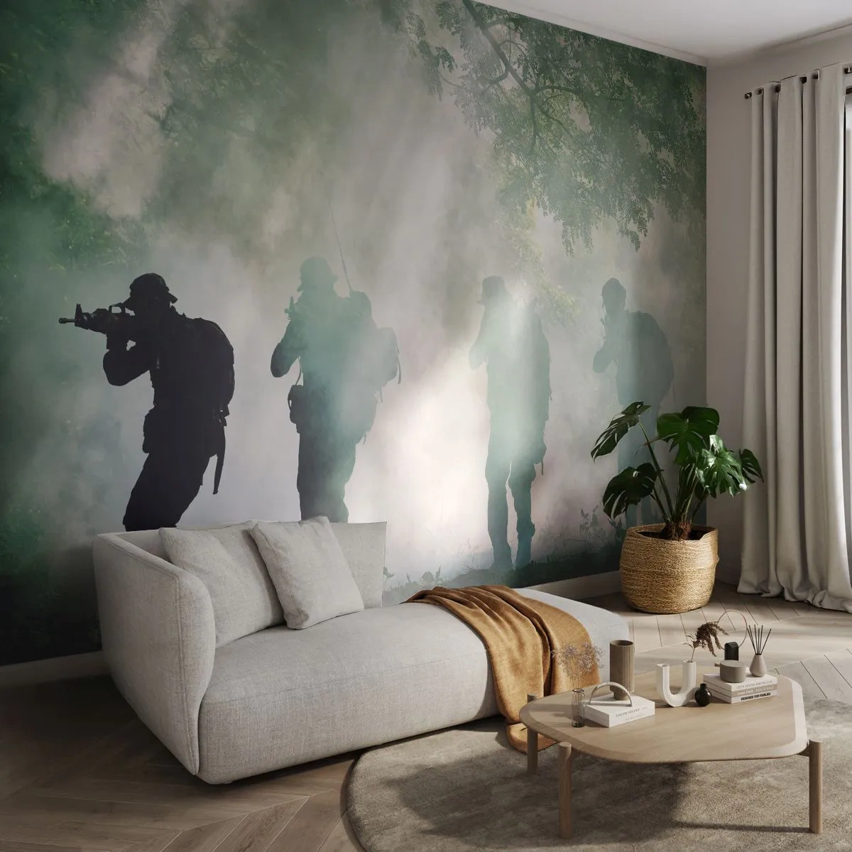 Fotobehang Standard Eco - Een voor allen… - Soldaat, Wapen, Geweer - 400x280 cm