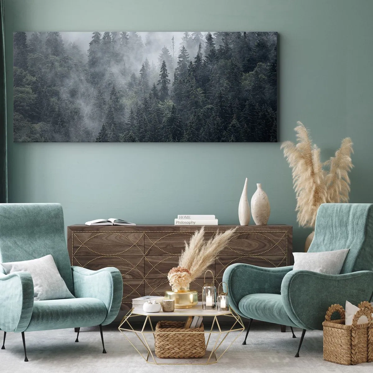 Schilderen op canvas - Bos dageraad - 160x50 cm