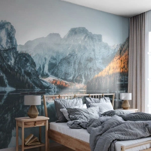 Fotobehang Premium Canvas - Spiegel landschap - Landschap, Bergen, Meer - 400x280 cm