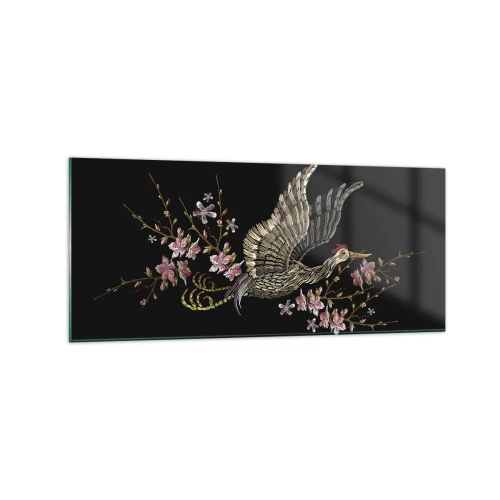Schilderen op glas - Exotische geborduurde vogel - 120x50 cm