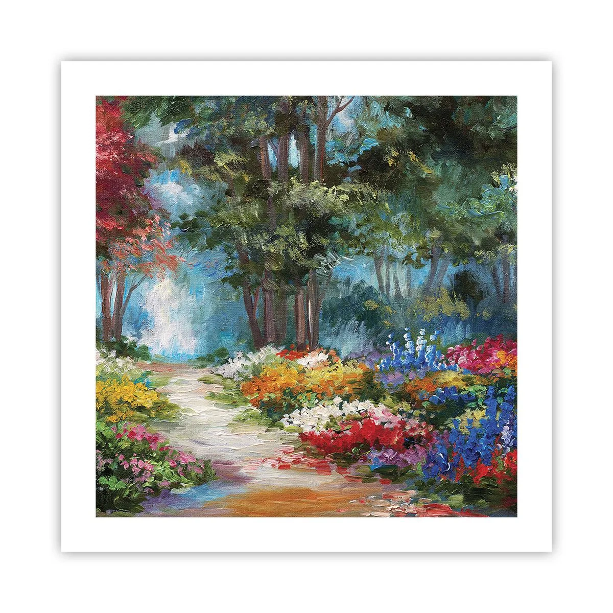 Poster - Bostuin, bloemenbos - 50x50 cm