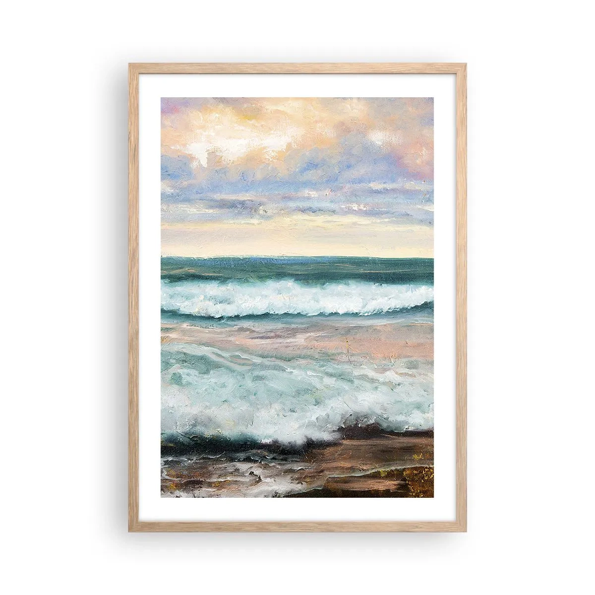 Een poster in een licht eiken lijst - Hier maak je je ziel glad - 50x70 cm