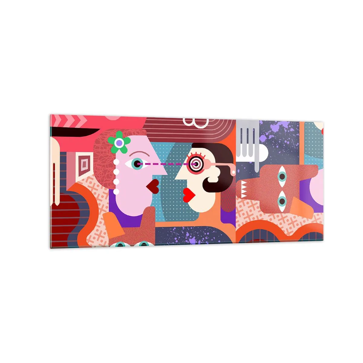 Schilderen op glas - Oog in oog - 120x50 cm