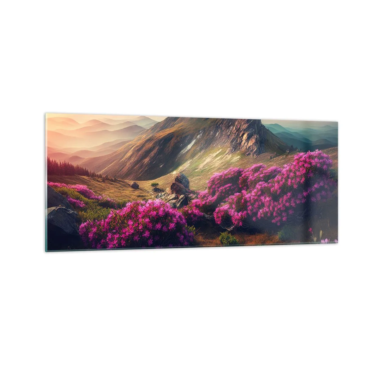Schilderen op glas - Zomer in de bergen - 100x40 cm