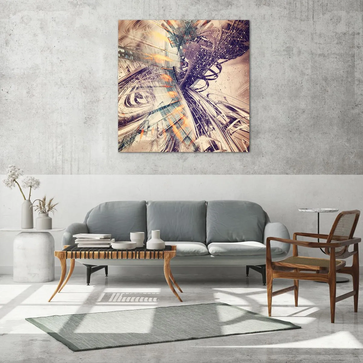 Schilderen op glas - In grote haast - 60x60 cm