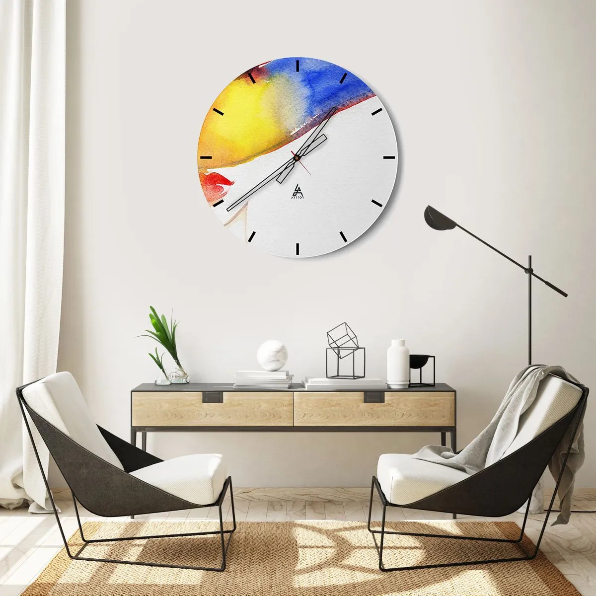 Wandklok - Klok - Portret van een dame - 40x40 cm