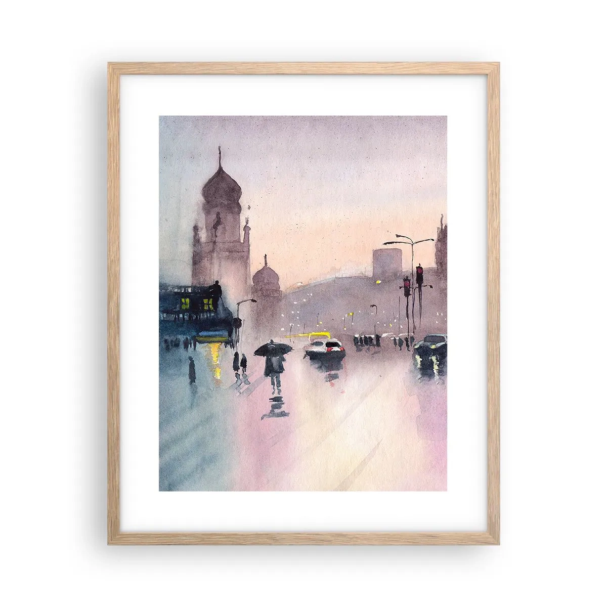 Een poster in een licht eiken lijst - In de regenachtige nevel - 40x50 cm