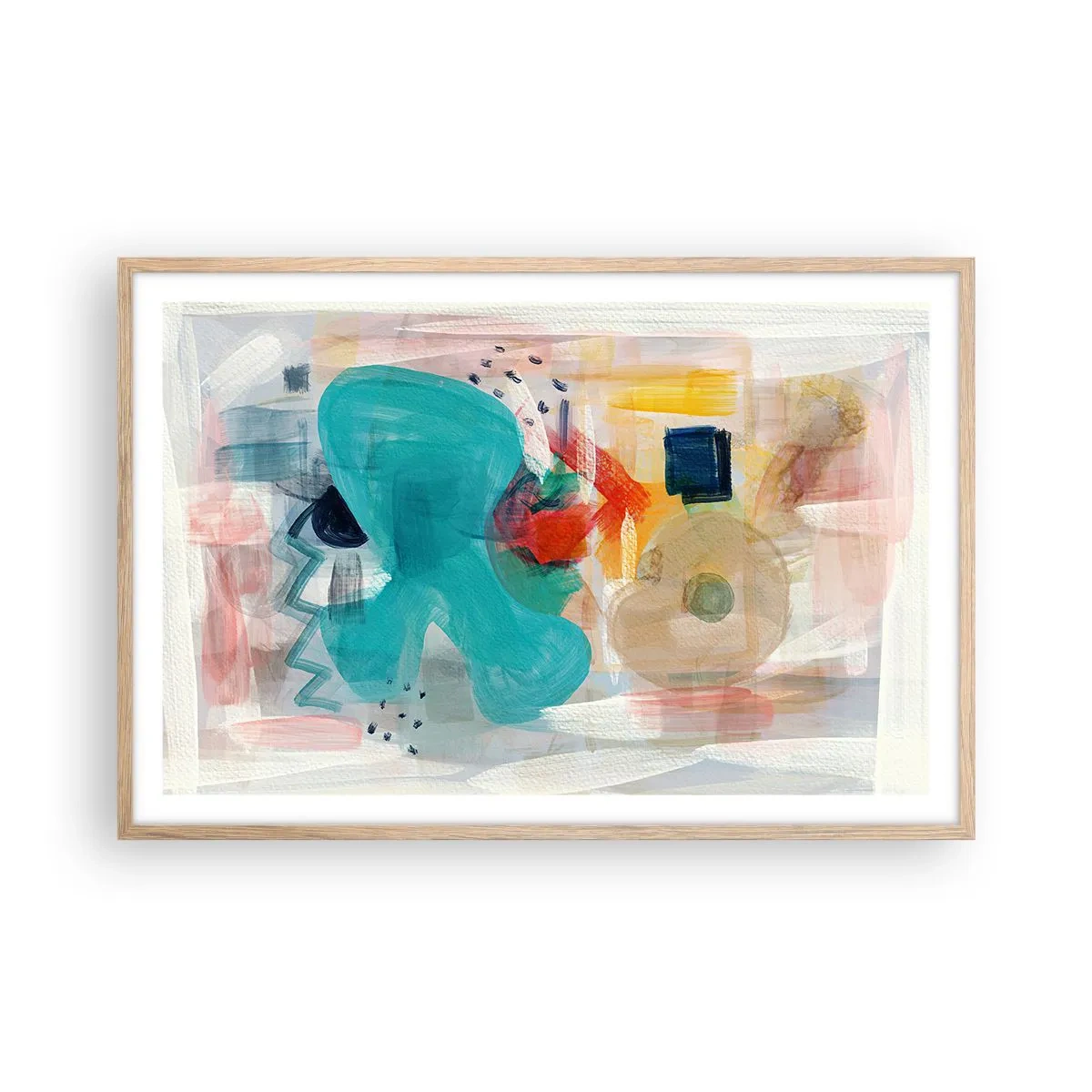 Een poster in een licht eiken lijst - Kleurrijk spel - 91x61 cm