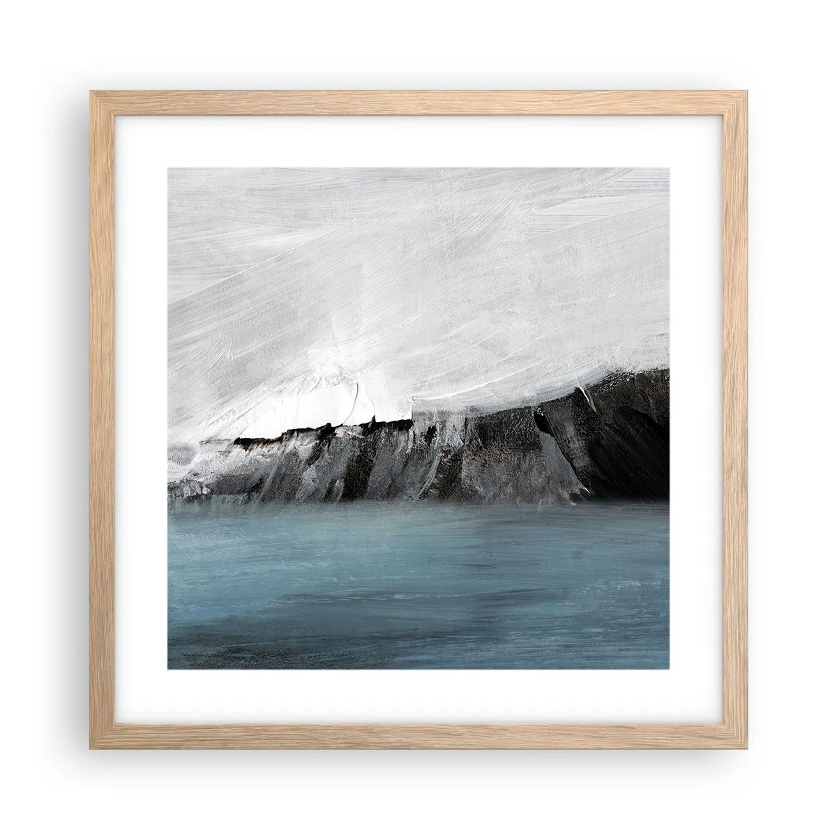 Een poster in een licht eiken lijst - Water – aarde: botsing der elementen - 40x40 cm