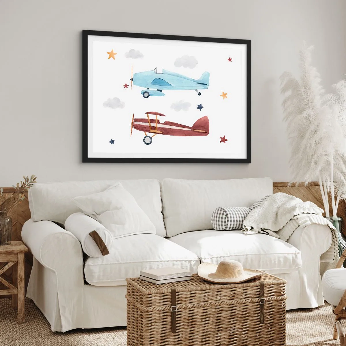 Poster in een zwarte lijst - Meneer Piloot, we wachten! - 91x61 cm