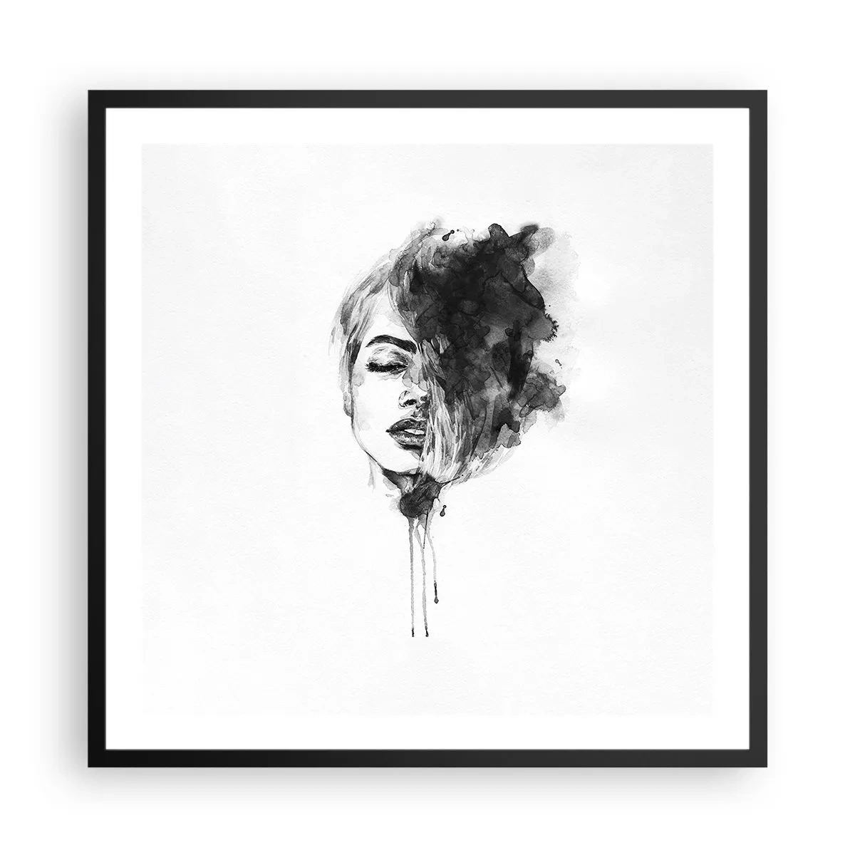Poster in een zwarte lijst - Waar droomt het meisje over? - 60x60 cm