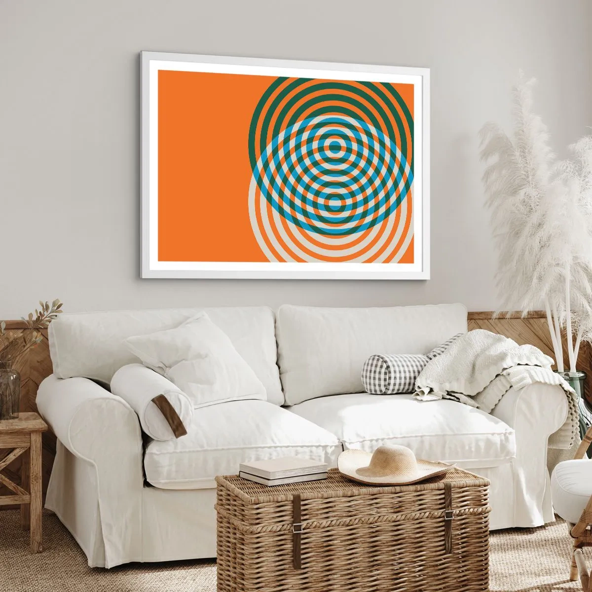 Poster in een witte lijst - Abstracte circulaire variatie - 70x50 cm