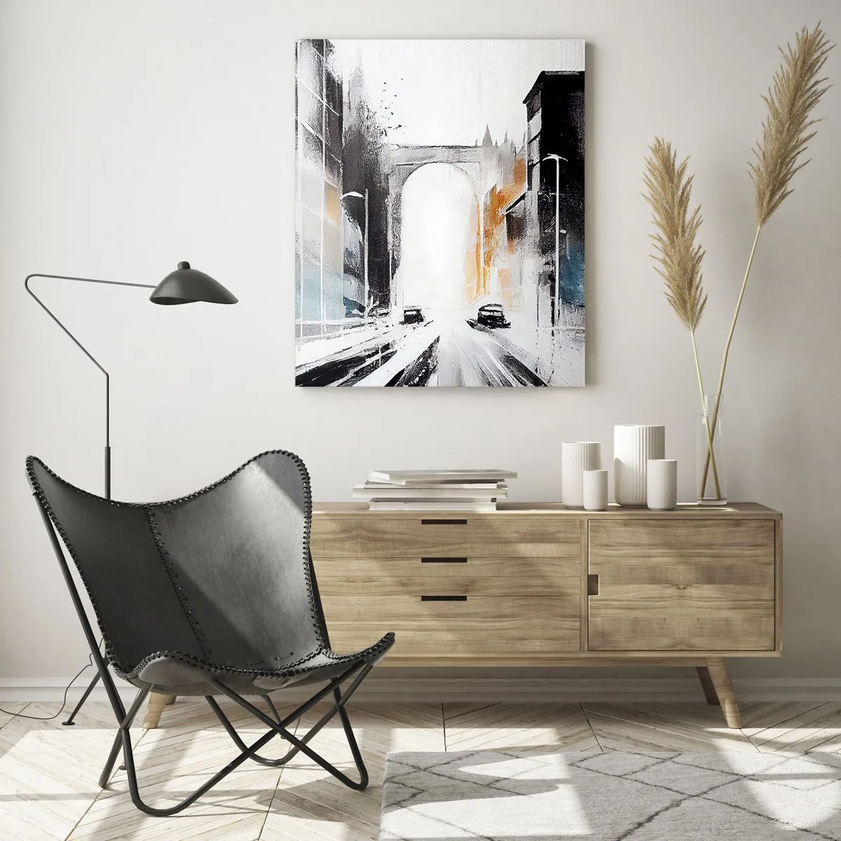 Schilderen op glas - Stadsstudie: architectuur en beweging - 50x70 cm