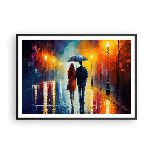 Poster in een zwarte lijst - Samen – een kleurrijke nacht - 100x70 cm