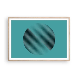 Een poster in een licht eiken lijst - Cirkel – een geometrische variatie - 100x70 cm