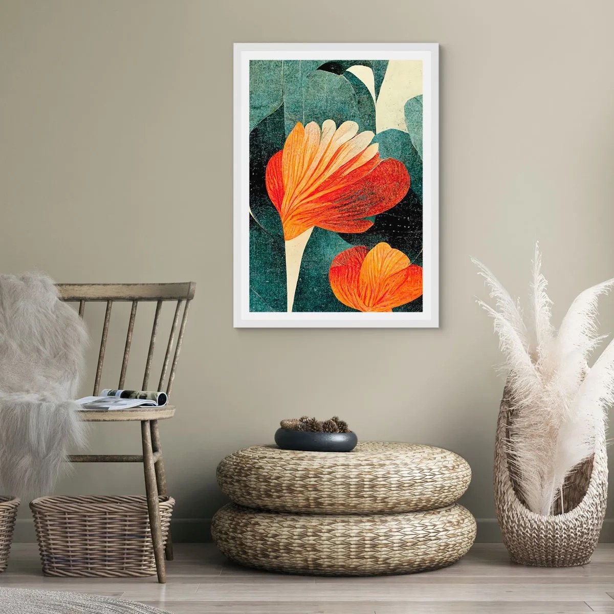 Poster in een witte lijst - De hitte van de tropen en de koelte van het groen - 30x40 cm