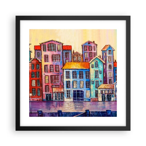 Poster in een zwarte lijst - Een stad als uit een sprookje - 40x40 cm