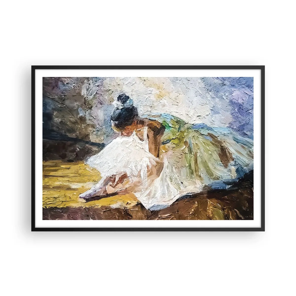 Poster in een zwarte lijst - Naar een schilderij van Degas - 100x70 cm