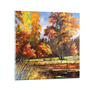 Schilderen op glas - Landschap in goud en brons - 30x30 cm