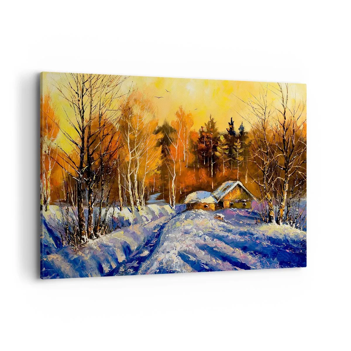 Schilderen op canvas - Winter impressie in de zon - 120x80 cm