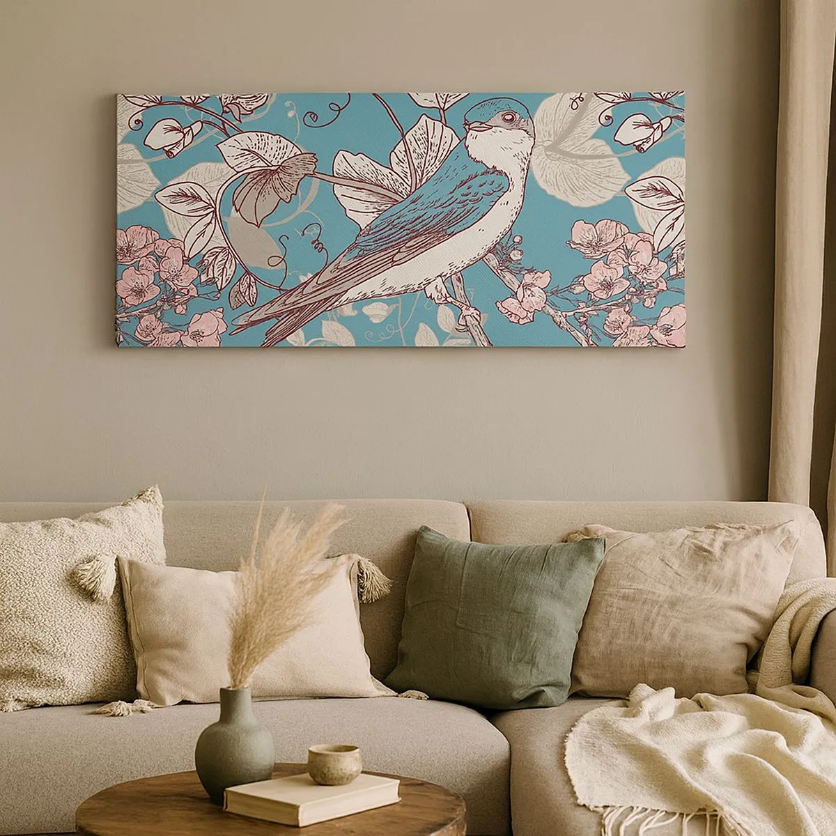 Schilderen op canvas - In witte abeel met het zingen van de nachtegaal - 100x40 cm