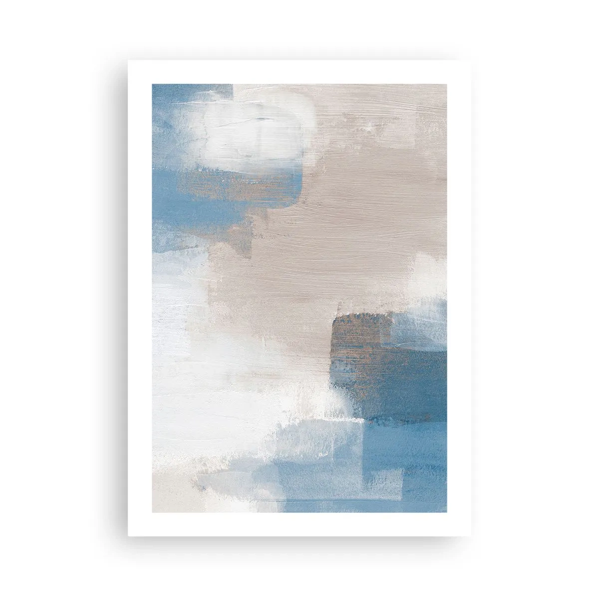 Poster - Roze abstractie achter een blauw gordijn - 50x70 cm