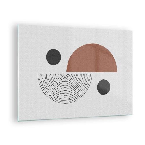 Schilderen op glas - Geometrische figuren op een lichte achtergrond in een abstracte stijl - 70x50cm - Perfectie van het wiel - Moderne wanddecoratie voor woonkamer en slaapkamer ARTTOR