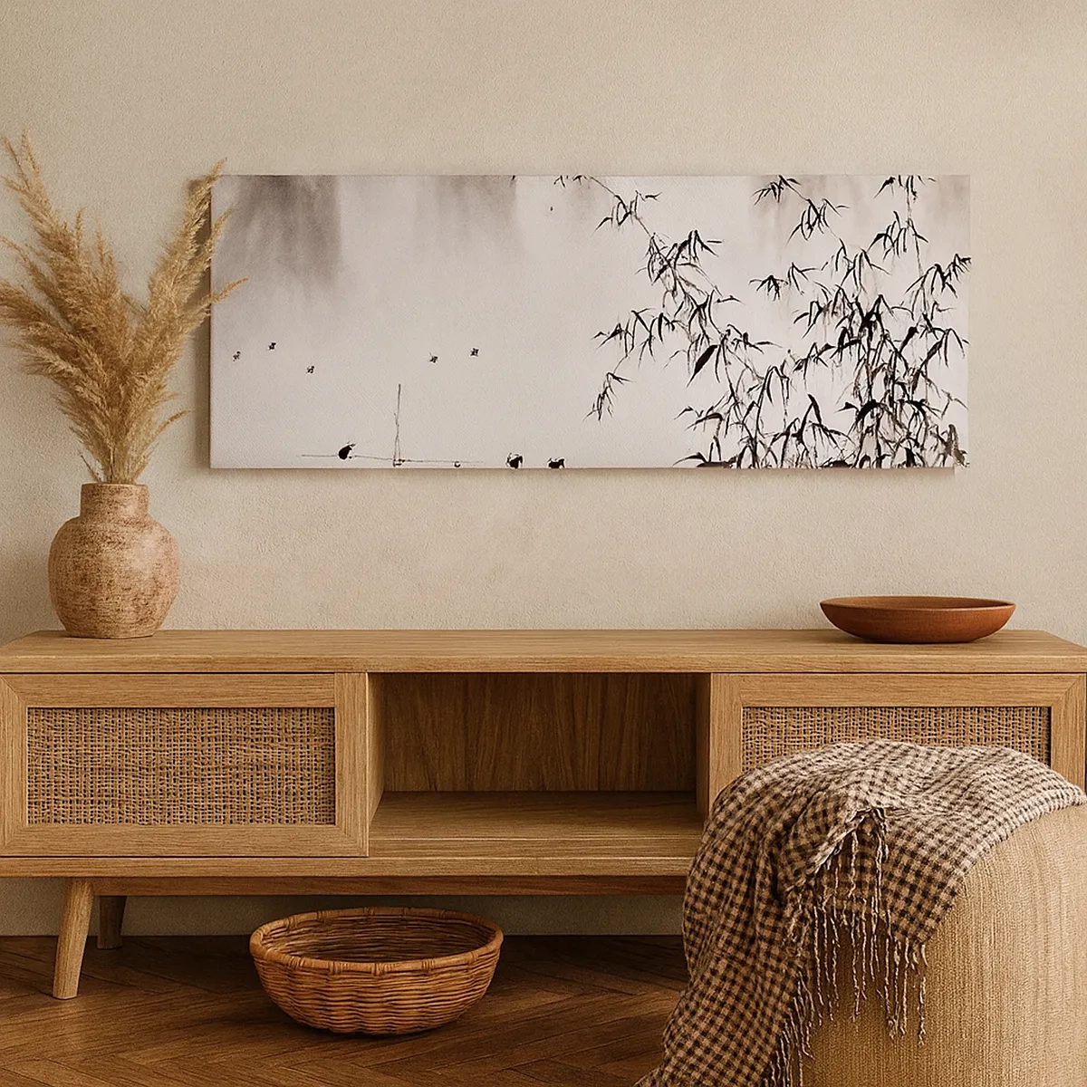 Schilderen op canvas - De stilte van de rijstvelden - 30x30 cm