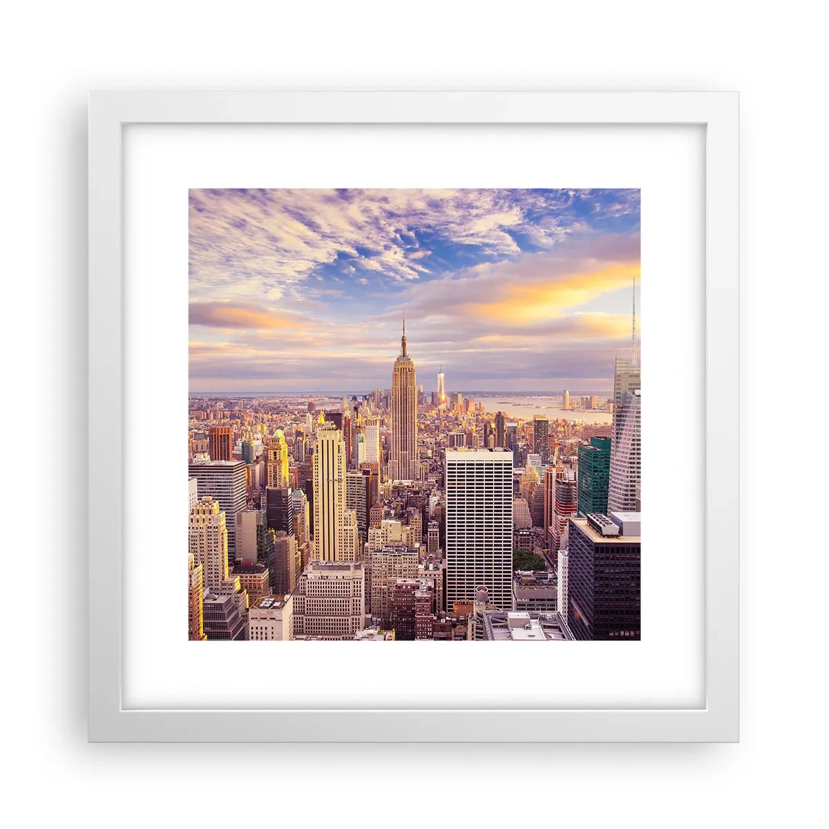 Poster in een witte lijst - Reik alleen naar de wolken - 30x30 cm