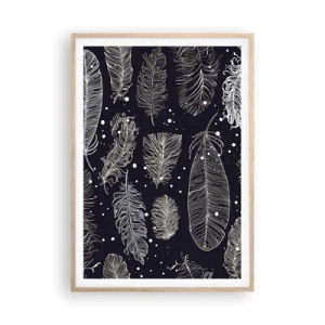 Een poster in een licht eiken lijst - Gevederde kant - 70x100 cm