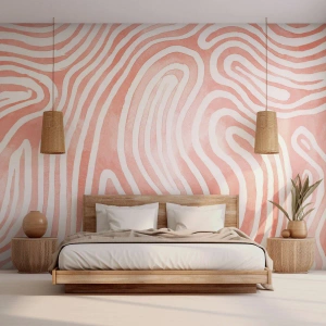 Fotobehang Standard Eco - Koraal abstracte lijnen creëren een organisch patroon - 100x70cm - In het koraallabyrint - Moderne wanddecoratie voor woonkamer en slaapkamer ARTTOR