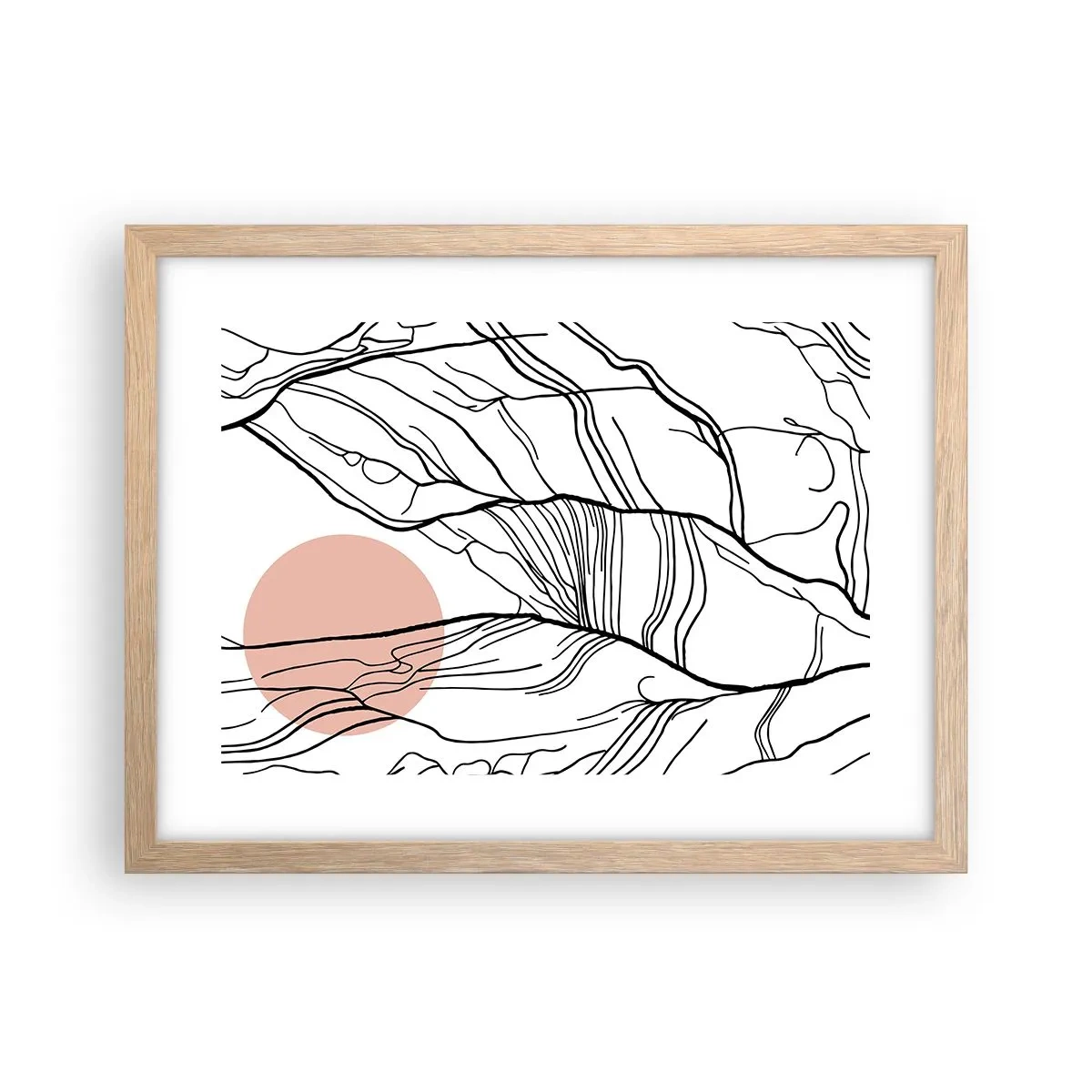 Een poster in een licht eiken lijst - In een web van twijgen - 40x30 cm