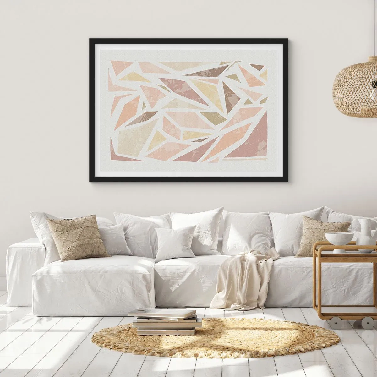 Poster in een zwarte lijst - Gebrandschilderd glas compositie - 50x40 cm